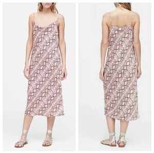 Banana Republic Snake Print Midi Slip Dress Petites